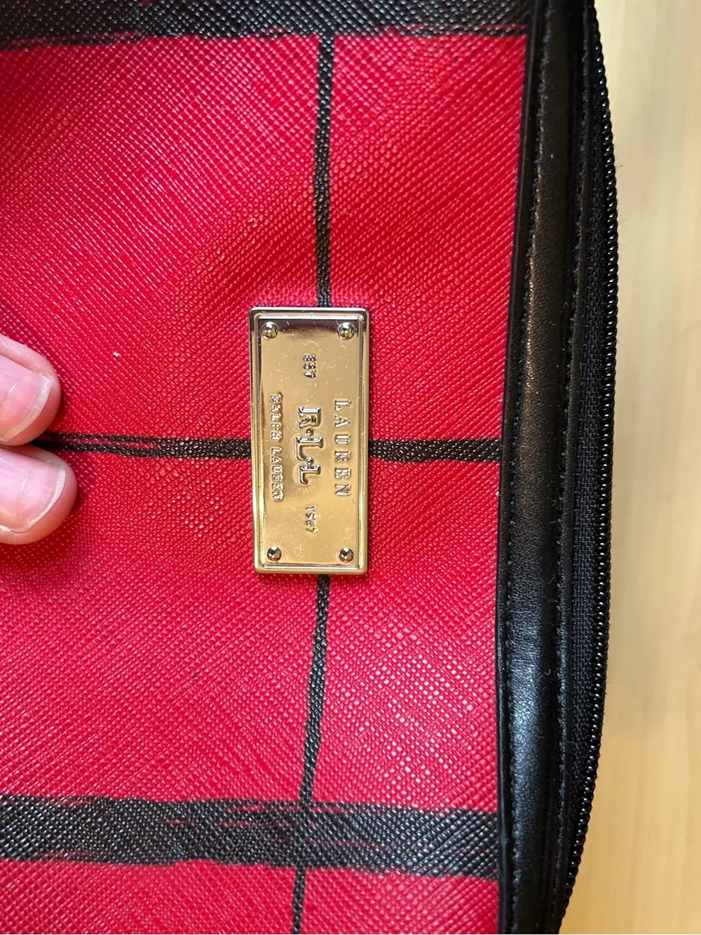 Ralph Lauren Red and Black Plaid Wristlet Clutch
